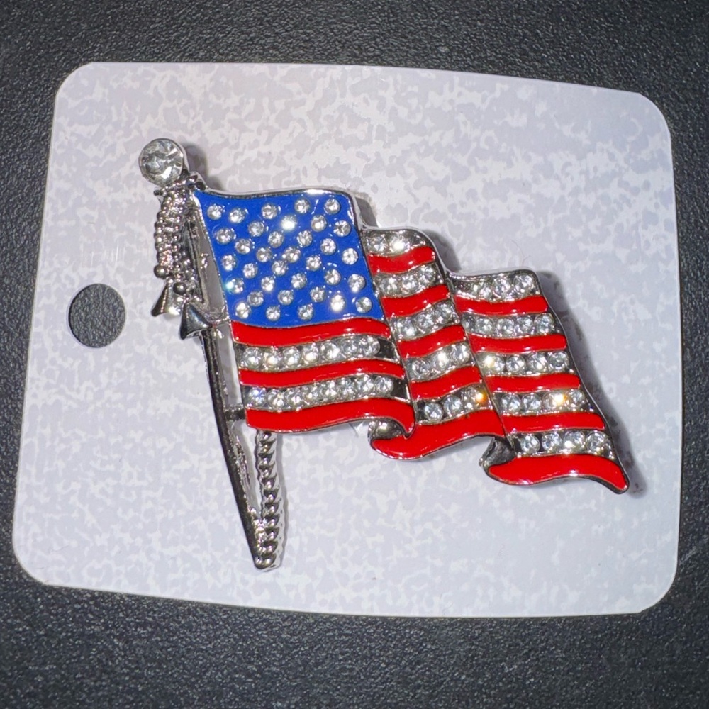 USA flag Rhinestone brooch